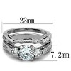 Slickblue Women’s Three-Stone Ring Set, Silver, Round CZ, Wavy Band Design, Polished Stainless Steel, Sizes 5-11 - 2 of 4