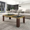 Industrial Metal Coffee Table,48 Inch Black Marble Living Room Table, Modern Minimalist Rectangle Center Table, Marble and Metal Vintage Coffee Table - 2 of 4