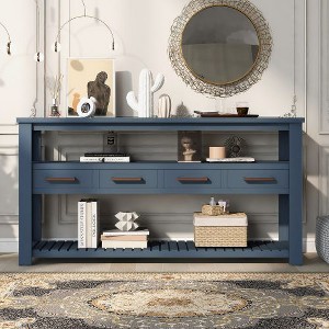 CENGHU Modern Minimalist Console Table, Sofa Table with 4 Drawers and 2 Shelves, End Side Table for Hallway, Entryway, Living Room, Corridor - 1 of 4