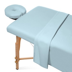 Saloniture 3-Piece Flannel Massage Table Sheet Set - Soft Cotton Flat and Fitted Sheets with Face Cradle Cover - 1 of 4