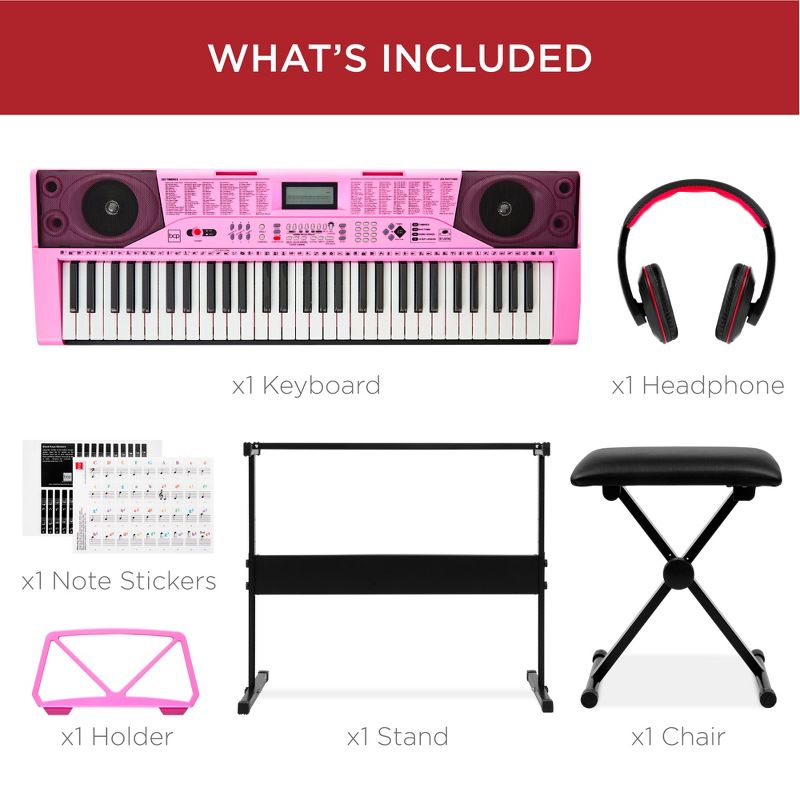 Best Choice Products 61-Key Beginners Complete Electronic Keyboard Piano Set w/ LCD Screen, Lighted Keys, 4 of 8
