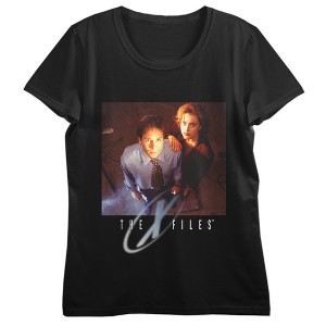 The X-Files Character Photo Art Crew Neck Short Sleeve Women's Black Crop Top - 1 of 3