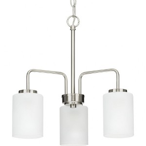 Progress Lighting Merry 3-Light Linear Chandelier, Brushed Nickel, Etched Glass Shade - 1 of 4