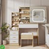 Vanity Desk with Sliding Mirror and Light, Makeup Vanity Set - 3 of 4