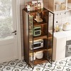 ATJafurn 23.6'' Glass Display China Cabinet With Pull-Out Bar Shelf, Dining Cabinet With Glass Doors and Wireless LED Light - 2 of 4