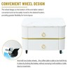 2-in-1 Nesting Coffee Table,  Side Table End Table Set with Wheels, Drawers and Tempered Glass 4W, Gold+White/Black -ModernLuxe - 4 of 4