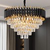 5 Light Crystal Hanging Pendant Lights 3 Tiers Black and Gold Pendant Light Fixtures with K9 Crystals & Steel Frame for Bedroom Dining Living Hallway - 4 of 4