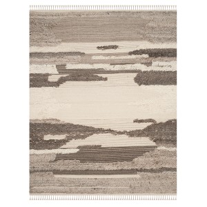 Ivory/Gray Camouflage Knotted Area Rug 8