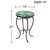 Teal Island Designs Black Round Outdoor Accent Side Tables 14" Wide Set of 2 Green Dragonfly Tabletop for Front Porch Patio Home House - 4 of 4