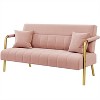 56.5'' W Modern Upholstered Sofa Couch with 2 Pillows, Pink - 4 of 4