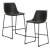 Bar Stools Set of 2, Counter Height Bar Stool with Back & Metal Leg, Faux Leather Upholstered Bar Chair for Kitchen Island Living Room Bar - 2 of 4
