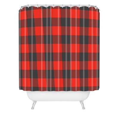 Winter Cabin Plaid Shower Curtain Red - Deny Designs
