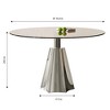 GDFStudio Afton Mid-Century Modern Round Dining Table with Tempered Glass Top and Silver Flared Base - 2 of 4