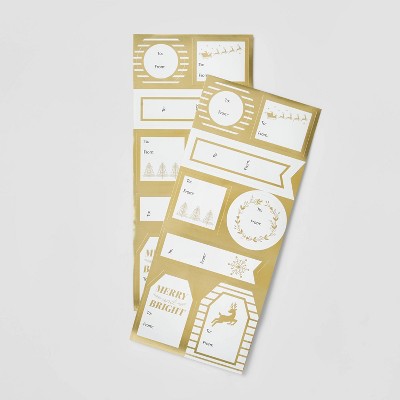 16ct Metallic Sticker Gift Tags Gold - Wondershop™
