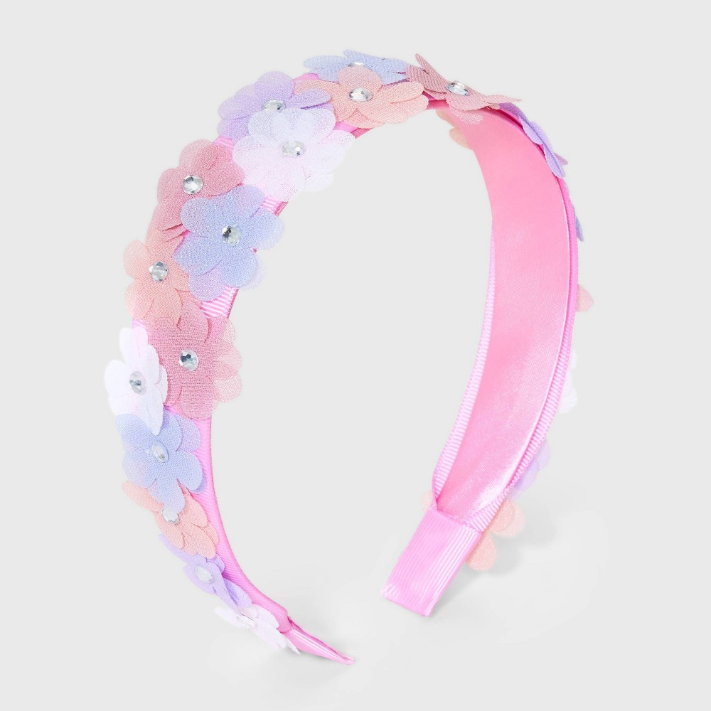 Photos - Hair Styling Product Girls' Headband with Chiffon Flowers - Cat & Jack™ Pink