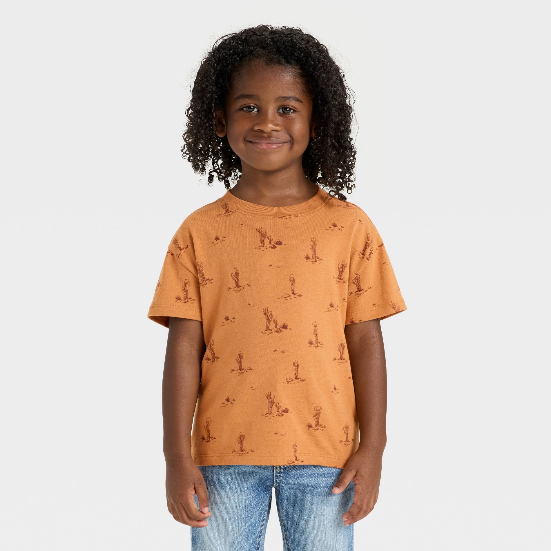 Toddler Boys' Short Sleeve Western Cactus T-Shirt - Cat & Jack™ Brown 3T