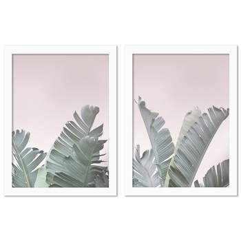 Americanflat Botanical (Set Of 2) Blush Pink Tropical Leaves By Tanya Shumkina Wall Art Set