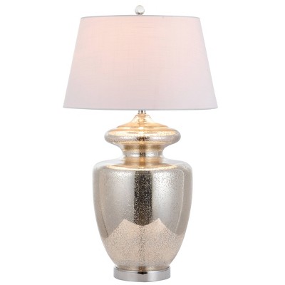 31" Glass Hughes Table Lamp (Includes LED Light Bulb) Silver - JONATHAN Y