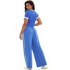 ATHLECHIC Women's 2 Piece Sets Short Sleeve Crew Neck Long Wide Leg with Pockets Pants - 4 of 4