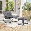 VINGLI Outdoor Rocking Chair with Ottoman, Comfortable Cushioned Lounge Chair for Indoor & Outdoor, Supports 400 LBS, Grey - 2 of 4