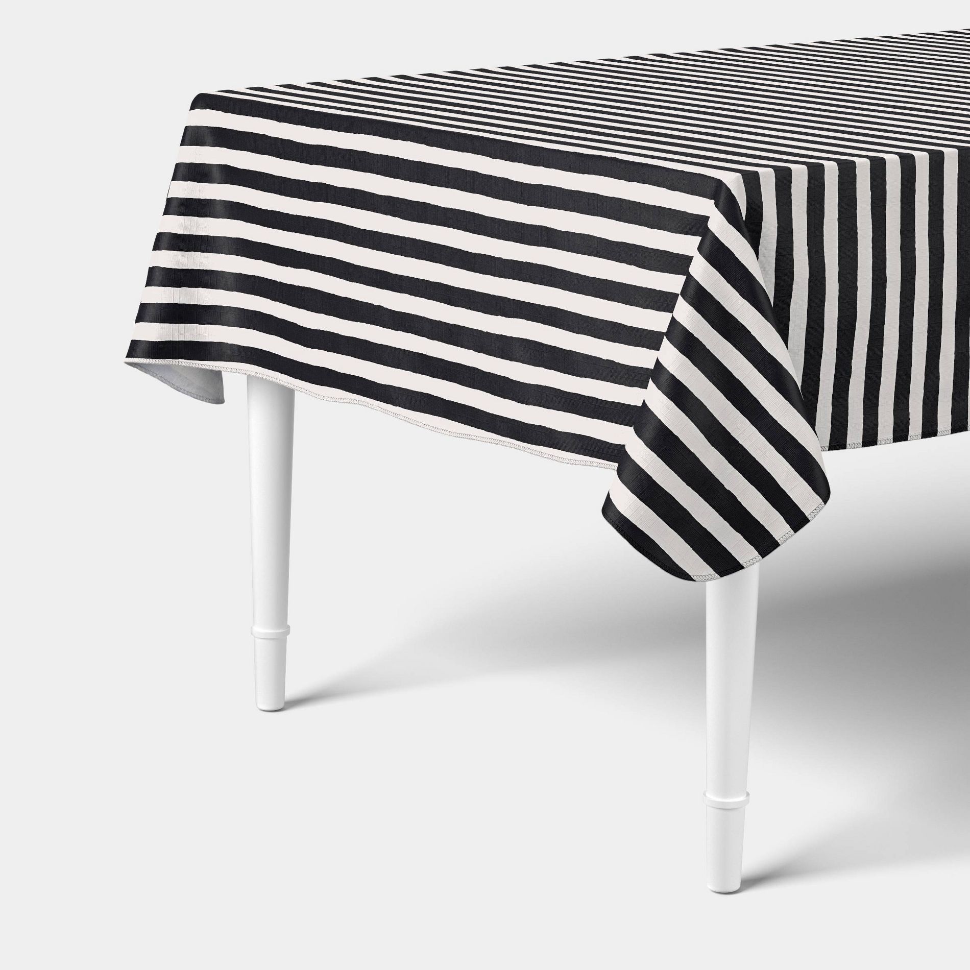 60"x84" Striped Peva Tablecloth with Black and White Awning - Hyde and EEK! Boutique™
