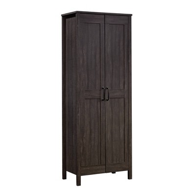 Sauder 2 Door Decorative Storage Cabinet Blade Walnut: Transitional Style, 3 Adjustable Shelves, MDF Laminate