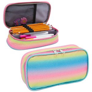 Bright Creations Rainbow Glitter Pencil Case for Girls, Glitter Pencil Box, Marker Case for School, Art and Office Supplies (9 x 4.6 In) - 1 of 4