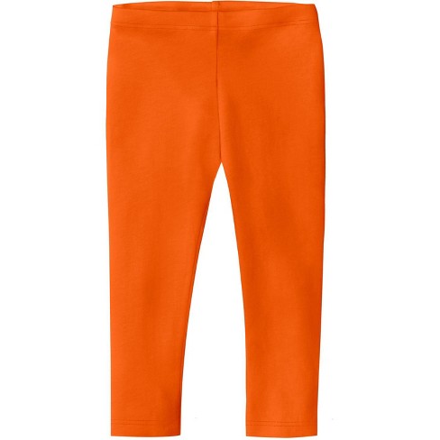 City Threads USA-Made 100% Cotton Soft Girls Capri Leggings | Orange - 4Y