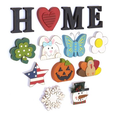 Lakeside Decorative Tabletop Home Letter Sign with Seasonal Icons - 13 Pieces