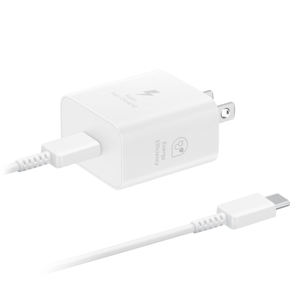 Photos - Charger Samsung 25W Super Fast USB-C Wall  with USB-C Cable - White 
