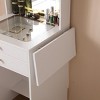 Etelifrank Modern White Vanity Desk with LED Mirror & Storage Stool - Adjustable 3-Light Modes, Glass Top & Drawers for Bedroom Organization - 3 of 4