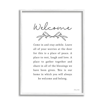 Stupell Industries Welcome Home Quote Simple White Typography Framed Giclee Art