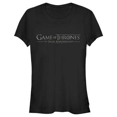 Junior's Game of Thrones Iron Anniversary Small Metal Logo T-Shirt