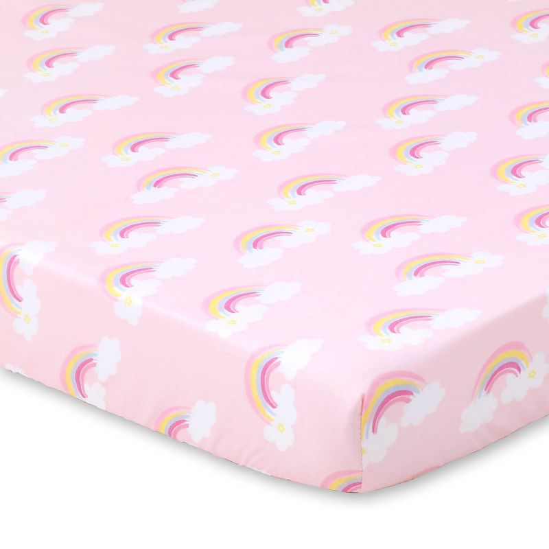 The Peanutshell Fitted Playard Sheets for Baby Girls&#39; - Pink Unicorn and Rainbow - 2pk, 5 of 7