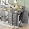 Twin Size Loft Bed with Built-in Storage Wardrobe and 2 Windows - 2 of 4