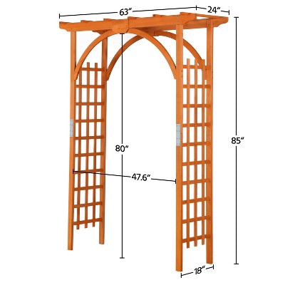 Natural Fir Wood Garden Arbor with Arch and Pergola Top