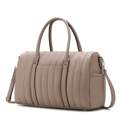 MKF Collection Luana Quilted Vegan Leather Women’s Duffle Bag by Mia K - Taupe