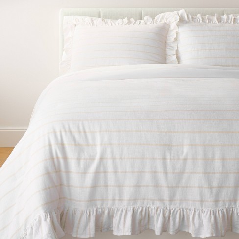 King Lace Border Cotton Slub Comforter & Sham Set White - Threshold Designed with Studio McGee