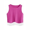 Nlife Womens Western Sparkly Fringe Sleeveless Crop Tops Cowgirl Going Out Cropped Tank Tops with Glitter Tassel - 2 of 4