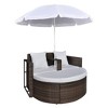 VidaXL Patio Bed with Parasol Brown Poly Rattan - 4 of 4