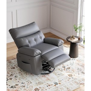 Manual Recliner Chair, PU Leather Rocker Recliner Chair for Adults, 360 Degree Swivel Lounge Chair with Side Pocket, for Living Room - 1 of 4