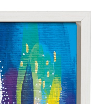 Bright Brush Strokes Abstract Canvas Wall Art with White Frame