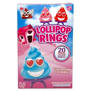 Oh Poop! Valentine's Classroom Exchange Lollipop Rings - 8.46oz/20ct - 1 of 4