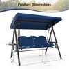 Costway 3-Seat Patio Swing Chair with Adjustable Canopy Thickened Cushions Pillow Navy/Gray - 3 of 4