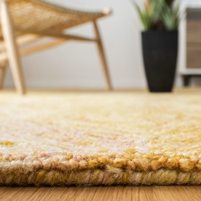 Gold Hand-Tufted Wool Rectangular Area Rug, 5' x 8'