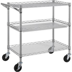 Finnhomy 3 Tier Heavy Duty Commercial Grade Utility Cart, Wire Rolling Cart with Handle Bar - 1 of 3
