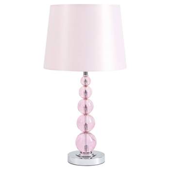 1-Head Metal Night Table Lamp Vintage White/Pink/Red Cone/Dome/Globe Living  Room Nightstand Lighting with Curving Arm - Clearhalo