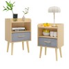PAGED Night Stand Set 2 Modern Storage End Table Wooden Nightstand with Drawer and 2 Open Shelves for Bedroom - 4 of 4