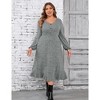 Clearlove Women's Plus Size Knit Textured Sweater Dresses Long Sleeve Loose Pleated Dress with Pockets - 4 of 4