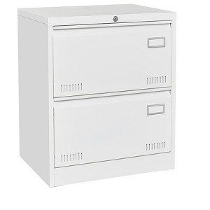 INFURNIC Decorative Storage Cabinet 2 Drawer File Cabinet with Lock for Modern Office Spaces, White, 30.9"*6.5"*27.7" - 1 of 4